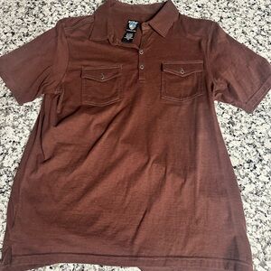 Kuhl Men's Brown Short-Sleeve Polo with Dual Chest Pockets